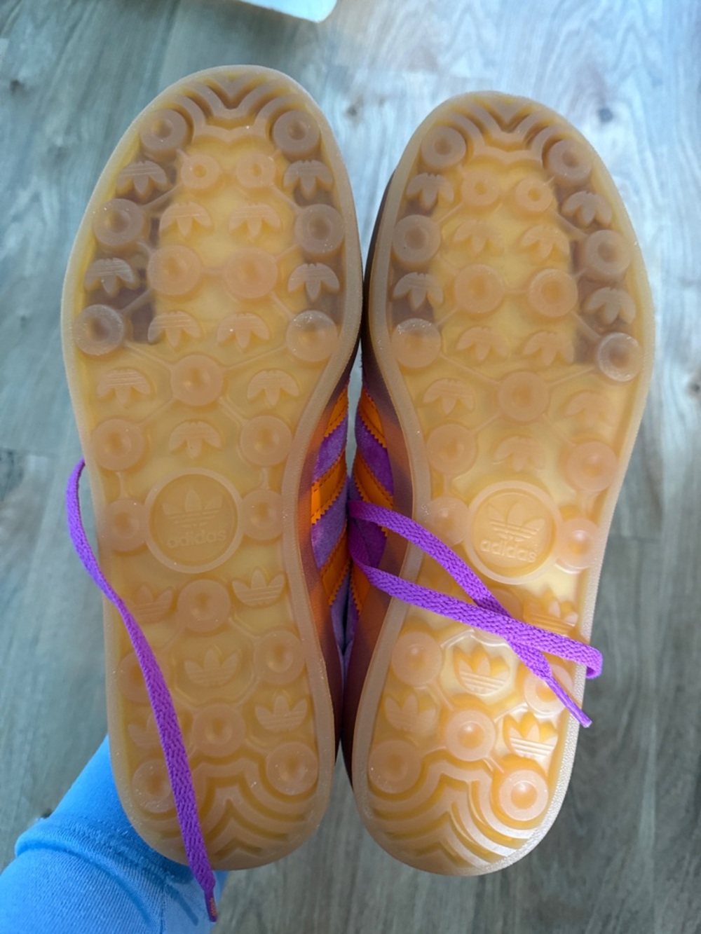 adidas Women's Purple Suede Gazelle with Orange Stripes - Picture 4 of 6